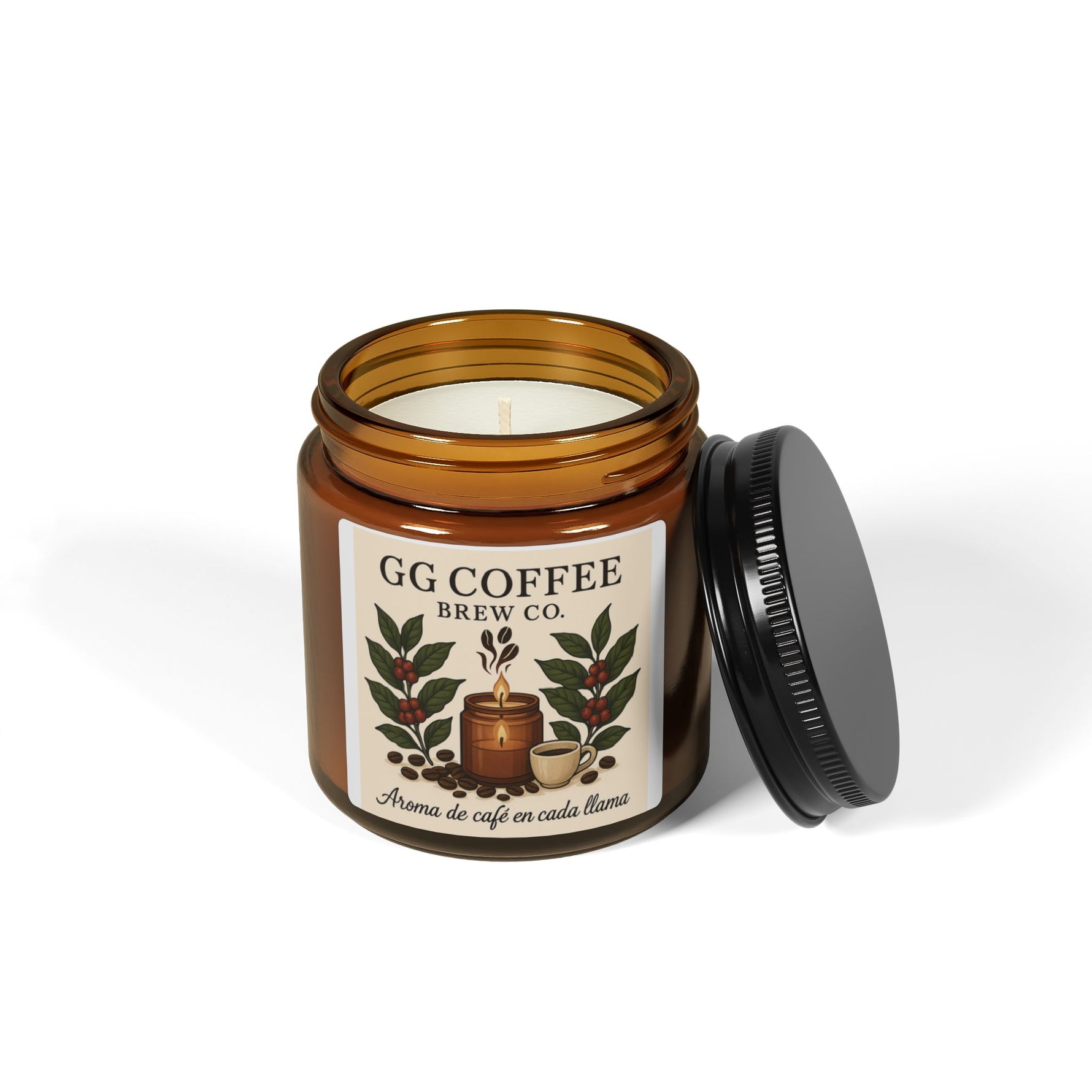 Coffee Aroma scented soy candle in a brown jar, perfect for cozy home decor and gifts.